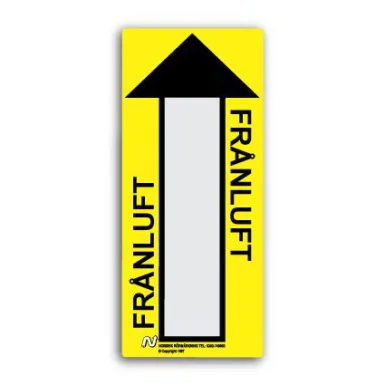 Ventilationsetiketter / Frånluft (gul/svart)