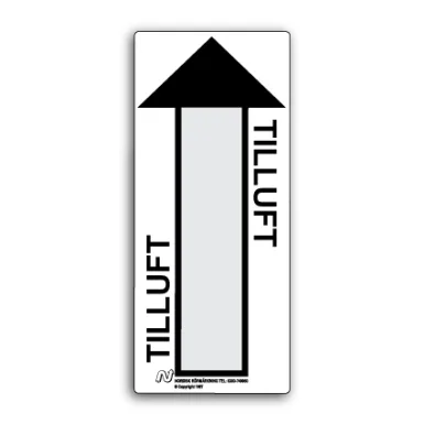 Ventilationsetiketter / Tilluft (vit/svart)