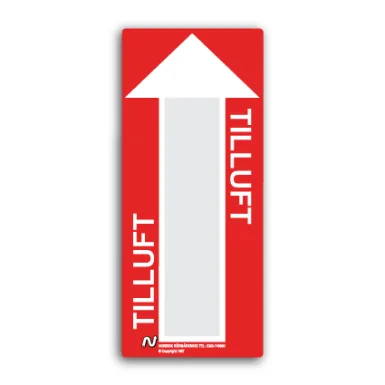 Ventilationsetiketter / Tilluft (röd/vit)