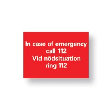 Skylt / In case of emergency