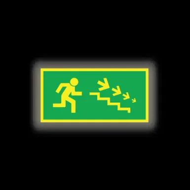 Skylt / Utrymning trappa ner höger