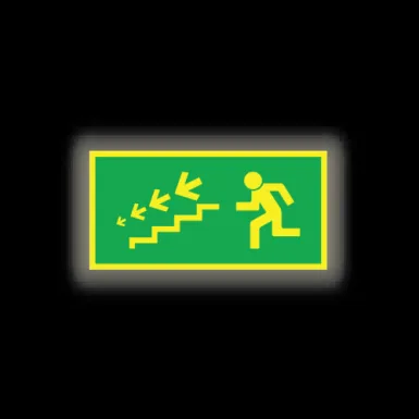 Skylt / Utrymning trappa ner vänster