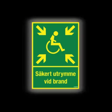 Skylt / Säkert utrymme vid brand