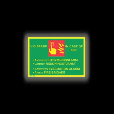 Skylt / Vid brand