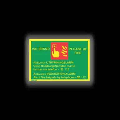 Skylt / Vid brand