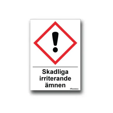 Skylt / Skadliga irriterande ämnen