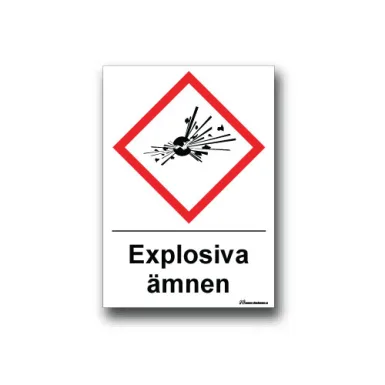 Skylt / Explosiva ämnen