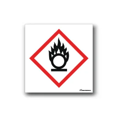 Faropiktogramskylt med farosymbol för oxiderande ämnen