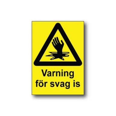 Skylt / Varning för svag is