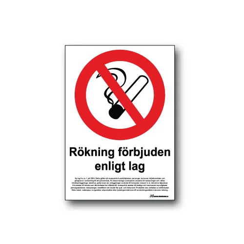 Skylt / Rökning förbjuden NYA LAGEN