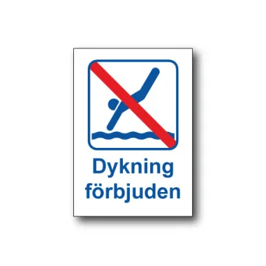 Skylt / Dykning förbjuden