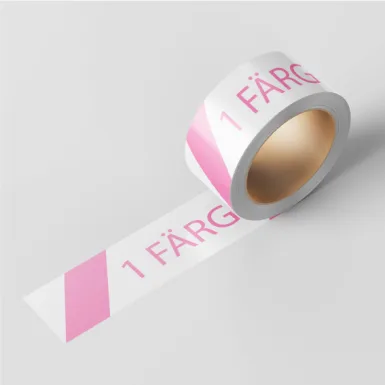 Packtejp med eget tryck med 1 färg.