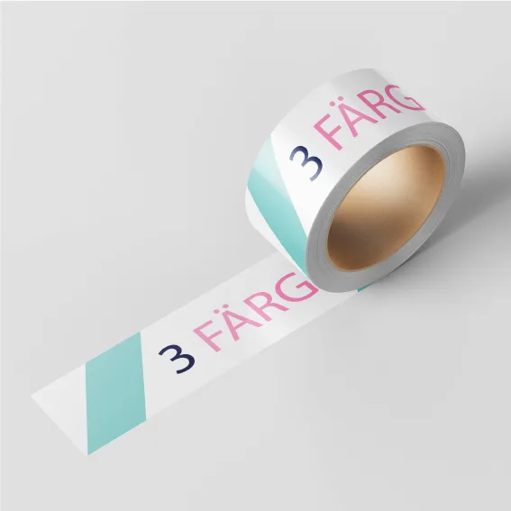 Packtejp med eget tryck med 3 färger.