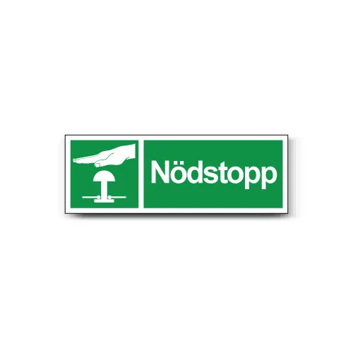 Skylt / Nödstopp knapp grön