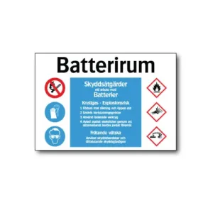 Skylt / Batterirum