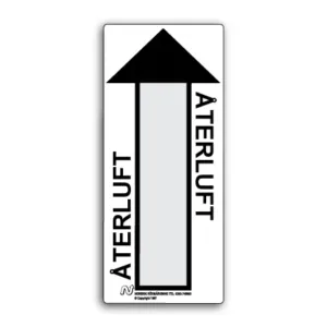 Ventilationsetiketter / Återluft (vit/svart)