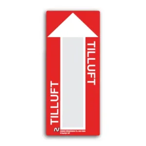 Ventilationsetiketter / Tilluft (röd/vit)